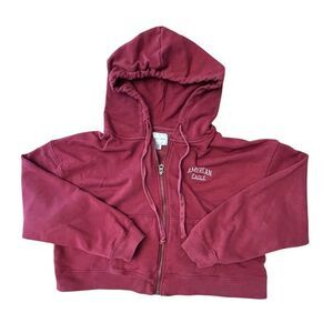 Womens’ Burgundy American Eagle Cropped Hoodie M